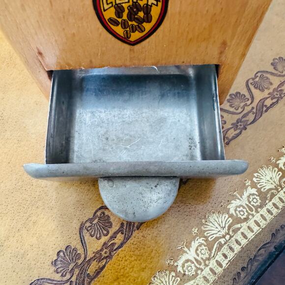 Vintage Italian Manual Wood Metal Coffee Grinder 1950s Nostalgic Barista - Picture 3 of 9